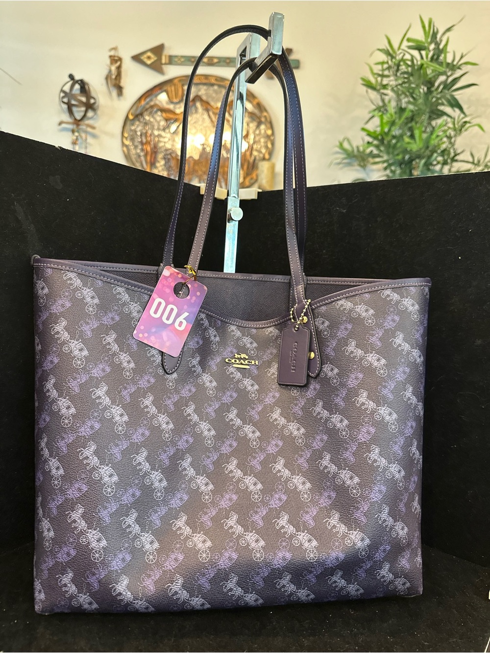 Coach #006 Purple Reversible Signature Horse & Carriage Tote